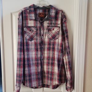 Rock Revival Red and Black Checkered Men's Shirt